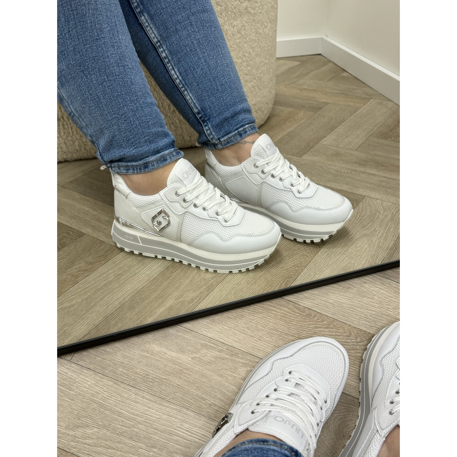 Liu-Jo Sneakers  Maxi Wonder Calf Leather Mesh Laminated White Liu Jo 1604