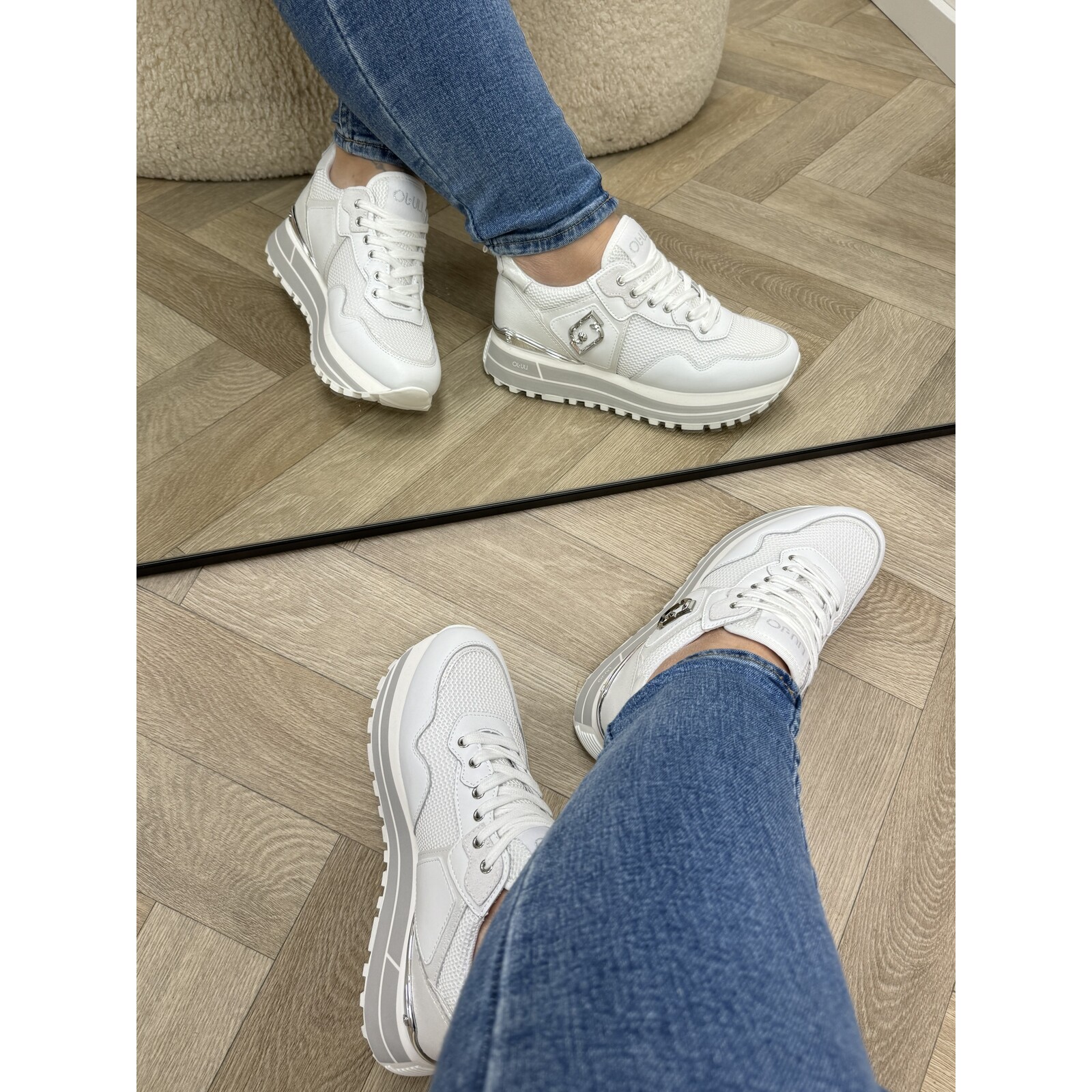 Liu-Jo Sneakers  Maxi Wonder Calf Leather Mesh Laminated White Liu Jo 1604