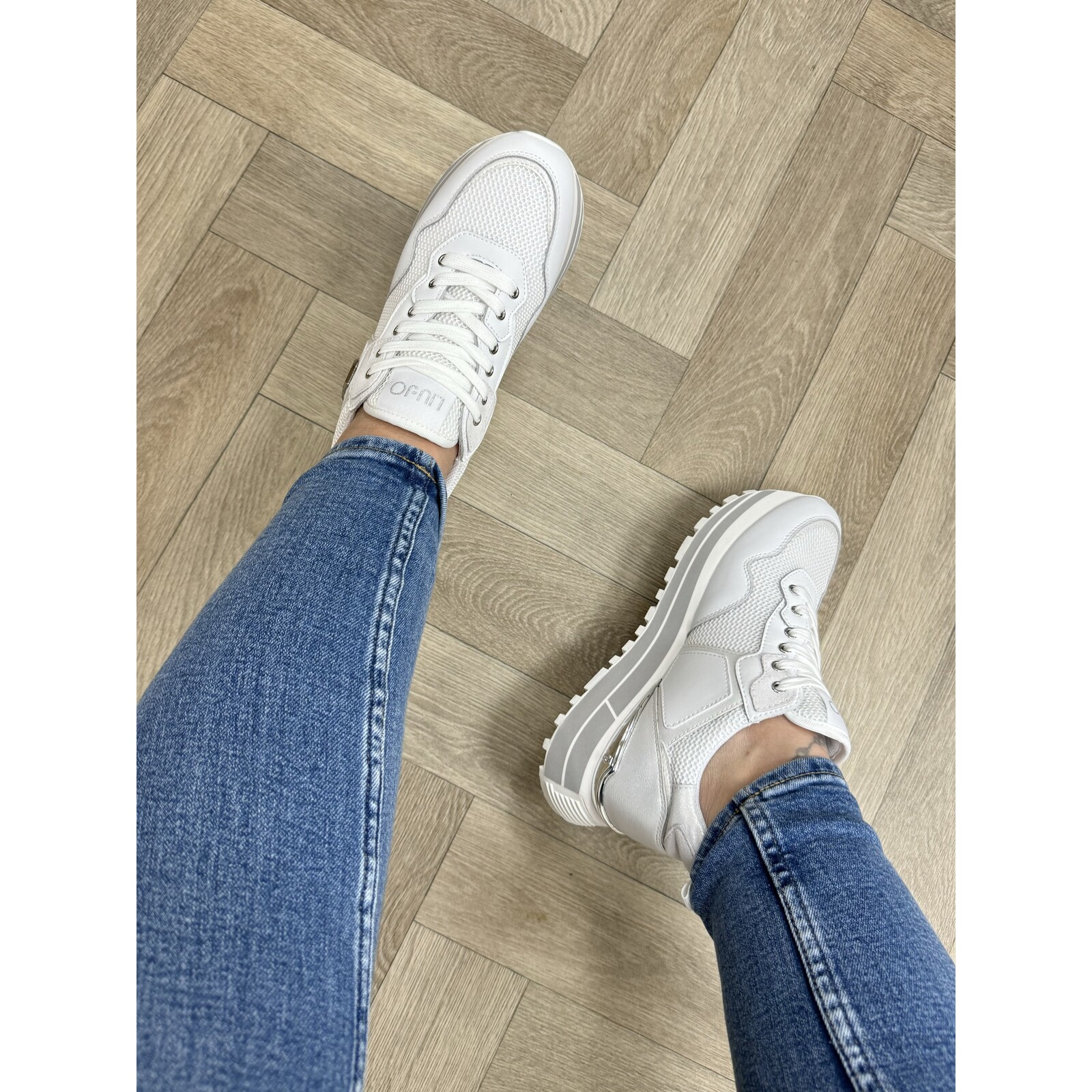 Liu-Jo Sneakers  Maxi Wonder Calf Leather Mesh Laminated White Liu Jo 1604