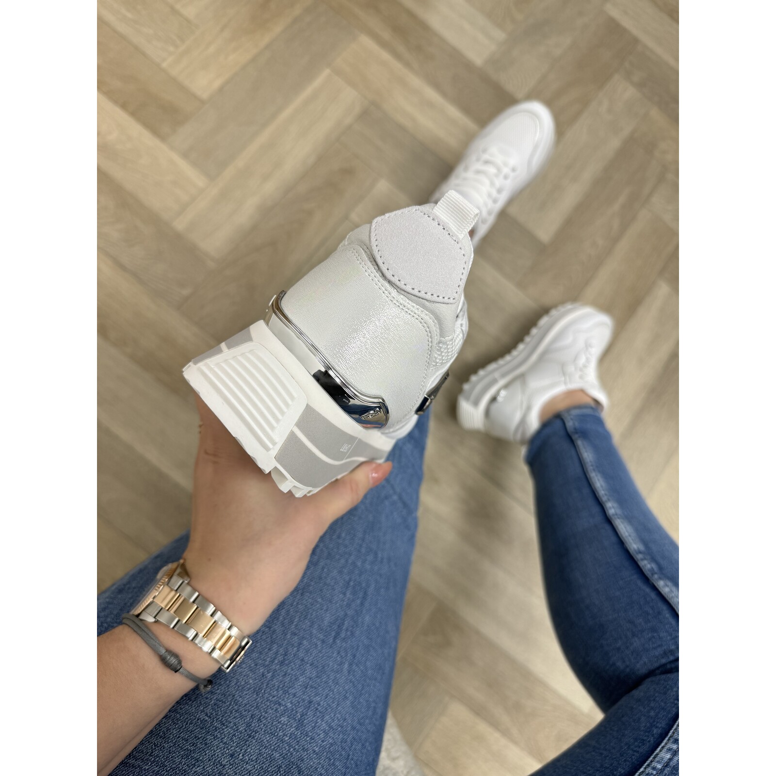 Liu-Jo Sneakers  Maxi Wonder Calf Leather Mesh Laminated White Liu Jo 1604