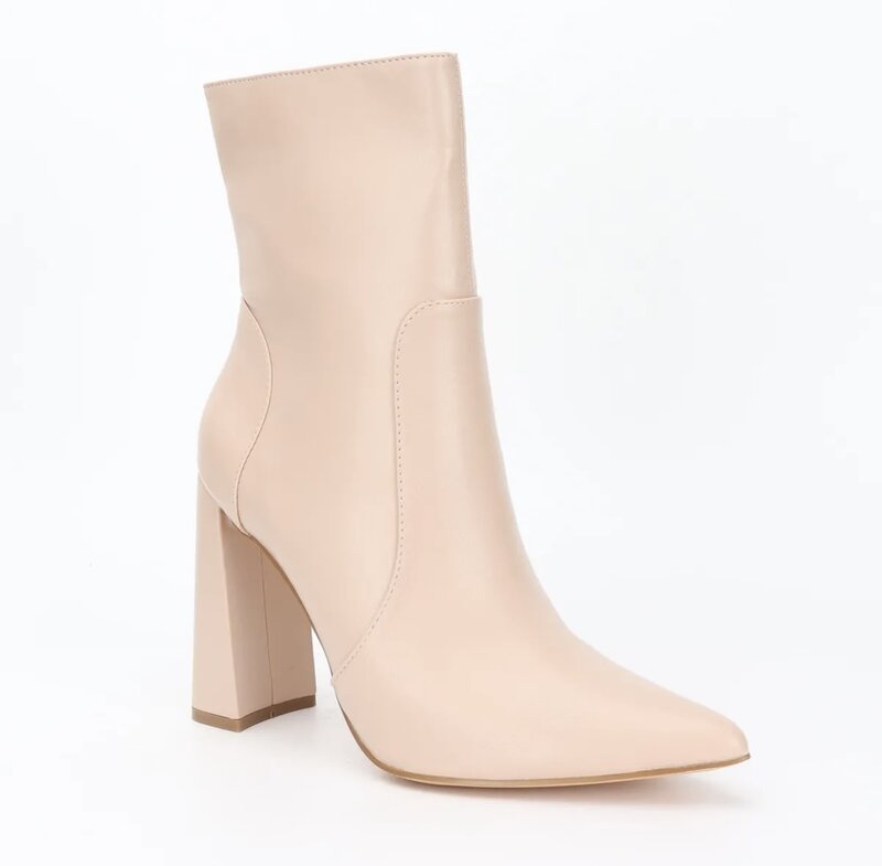 Leather look Hak Laarsje Basic Nude BKK7310