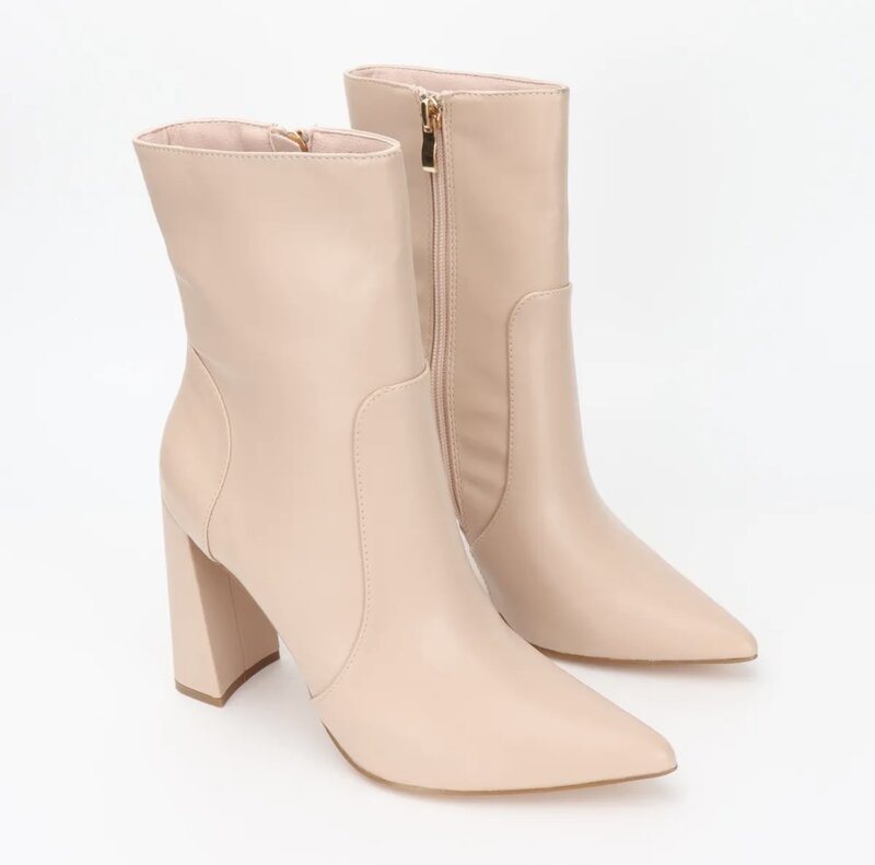 Leather look Hak Laarsje Basic Nude BKK7310