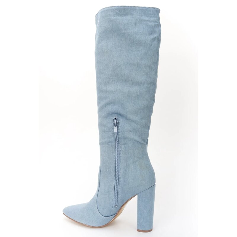 Denim Heel Boots Long  BYJ6131