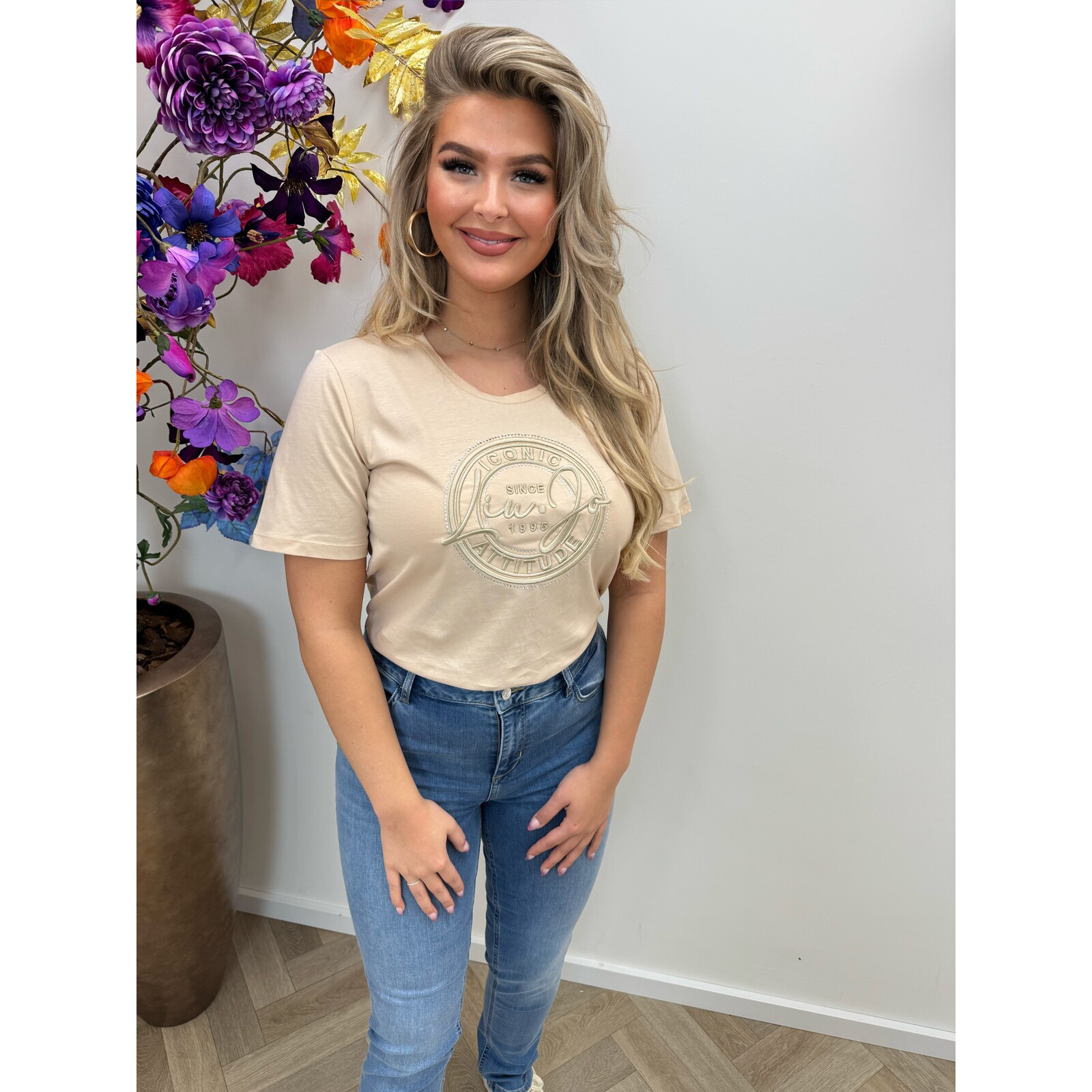 Liu-Jo T-shirt Oversized Iconic Beige Liu Jo 1637