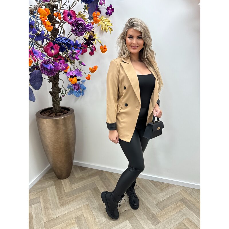 Blazer With Leder Estelle Camel 7316