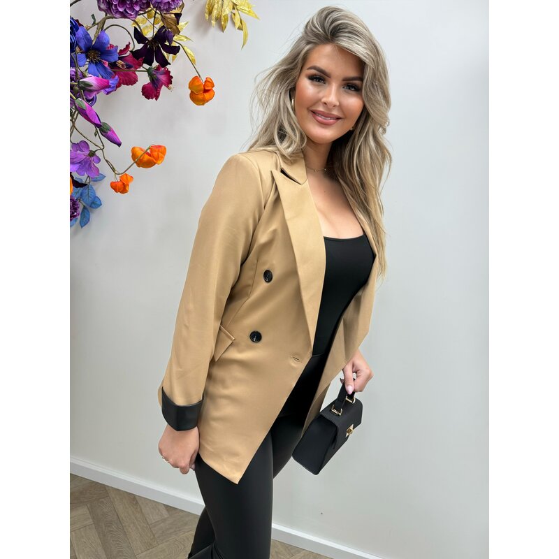 Blazer With Leder Estelle Camel 7316