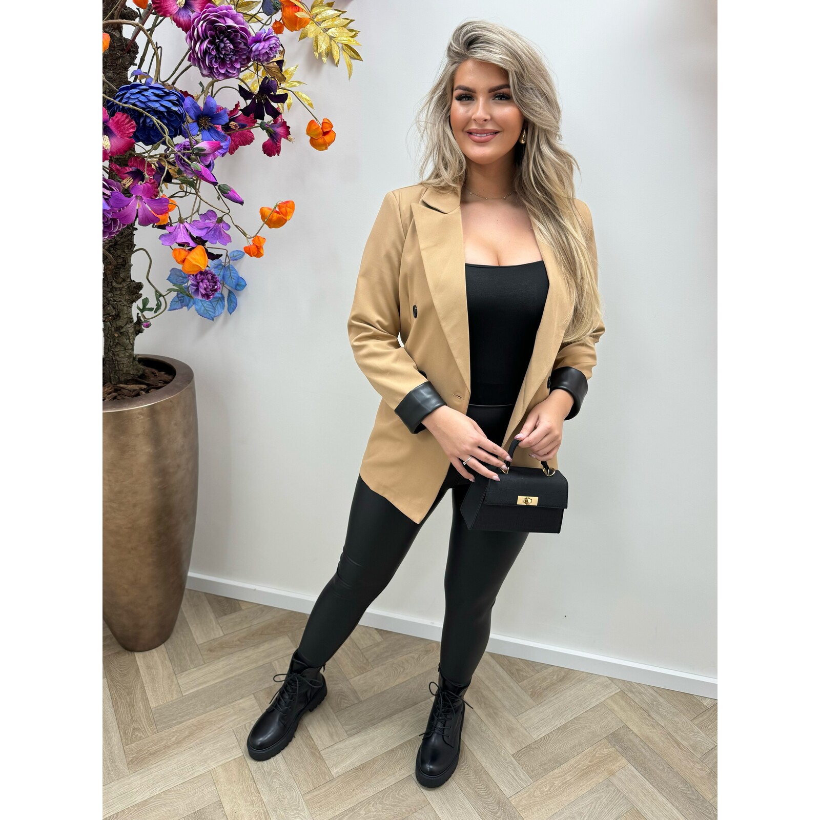 Blazer With Leder Estelle Camel 7316
