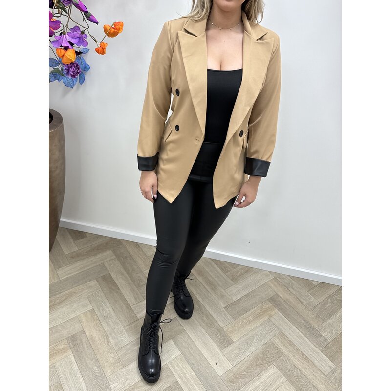Blazer With Leder Estelle Camel 7316