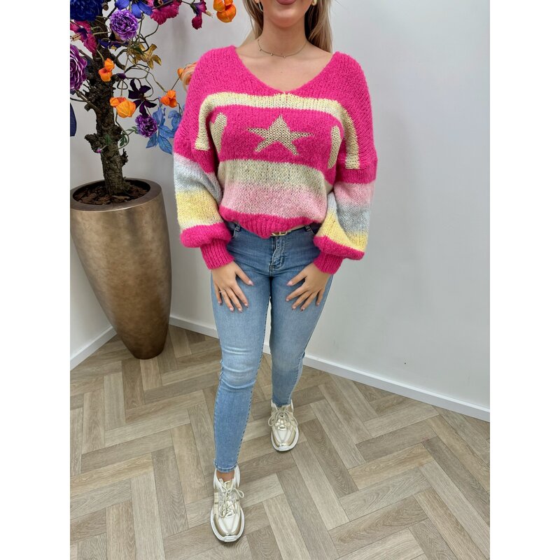 Trui Met Sjaal  Fuchsia