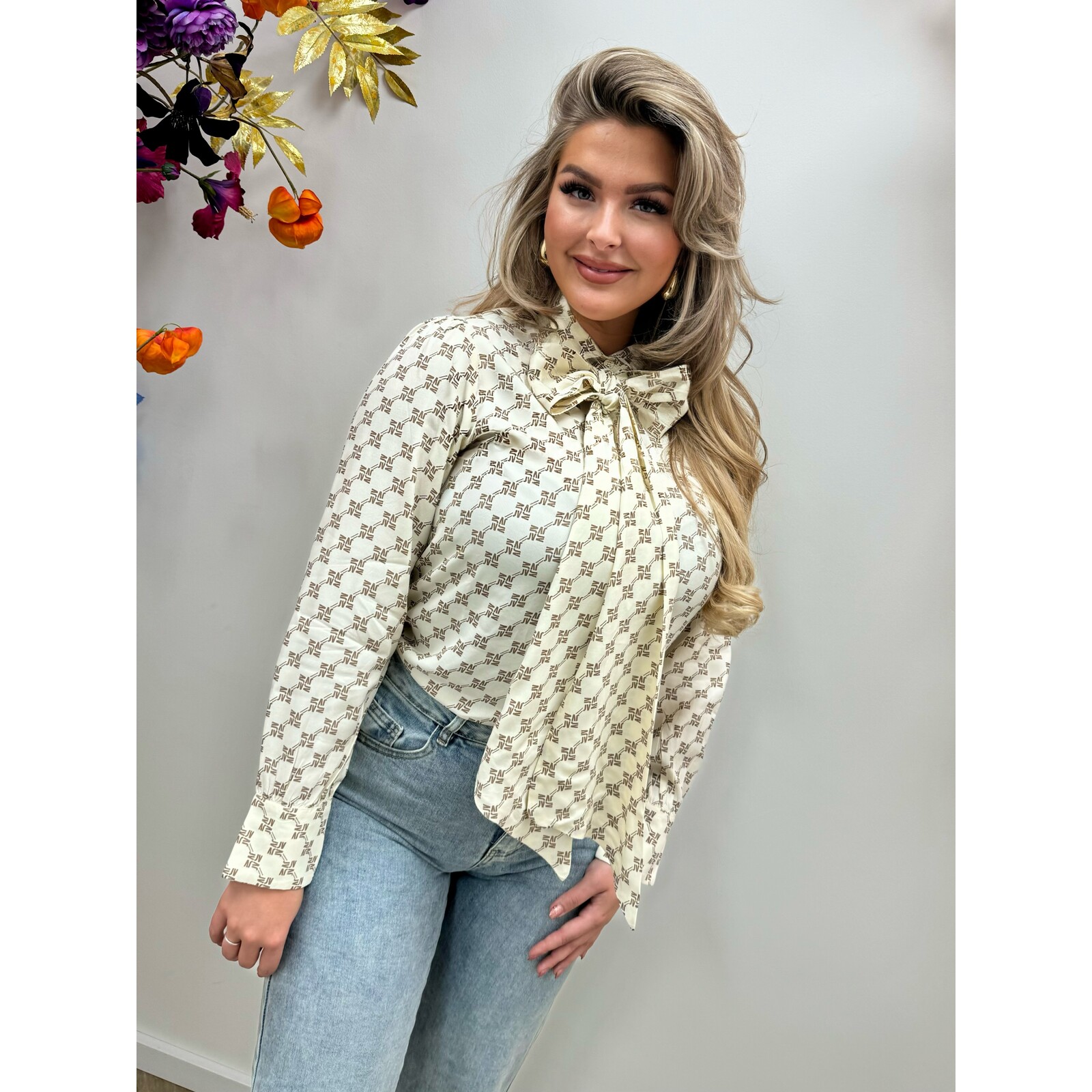 JoshV Blouse Sydney Light Ecru Light Mink JoshV