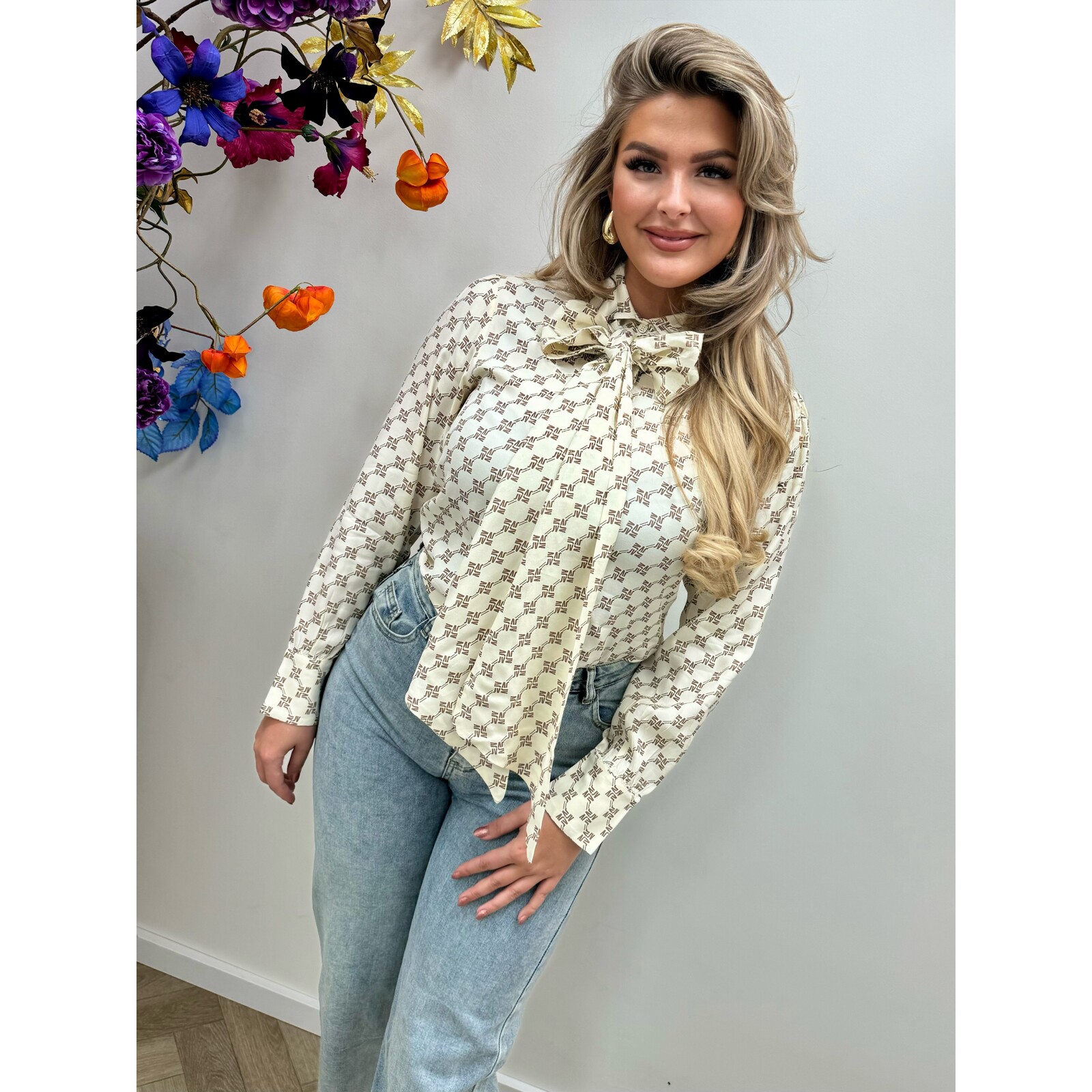 JoshV Blouse Sydney Light Ecru Light Mink JoshV