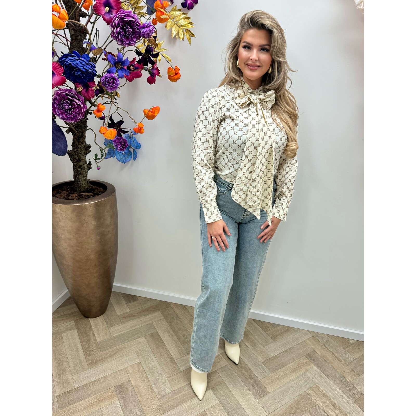 JoshV Blouse Sydney Light Ecru Light Mink JoshV