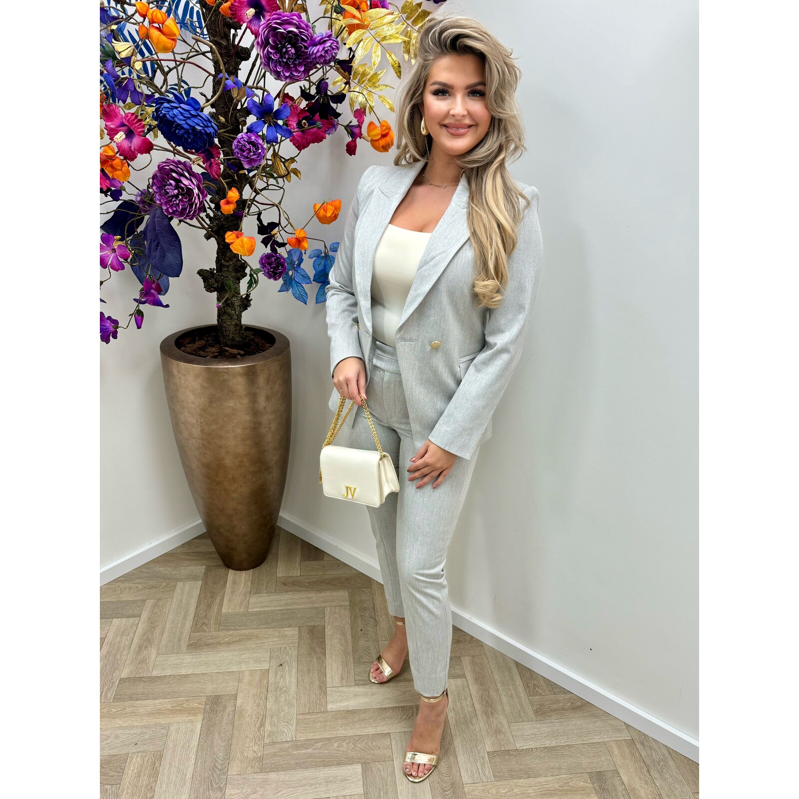 JoshV Blazer Zoya Light Grey Melange JoshV