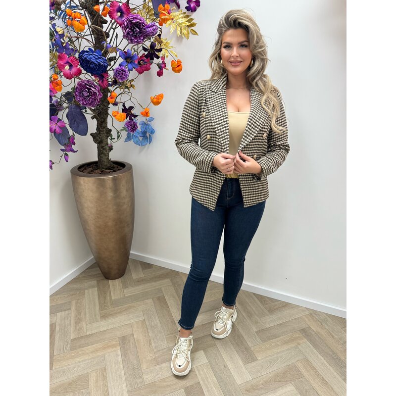 Blazer Ruit Button  Brown 1459