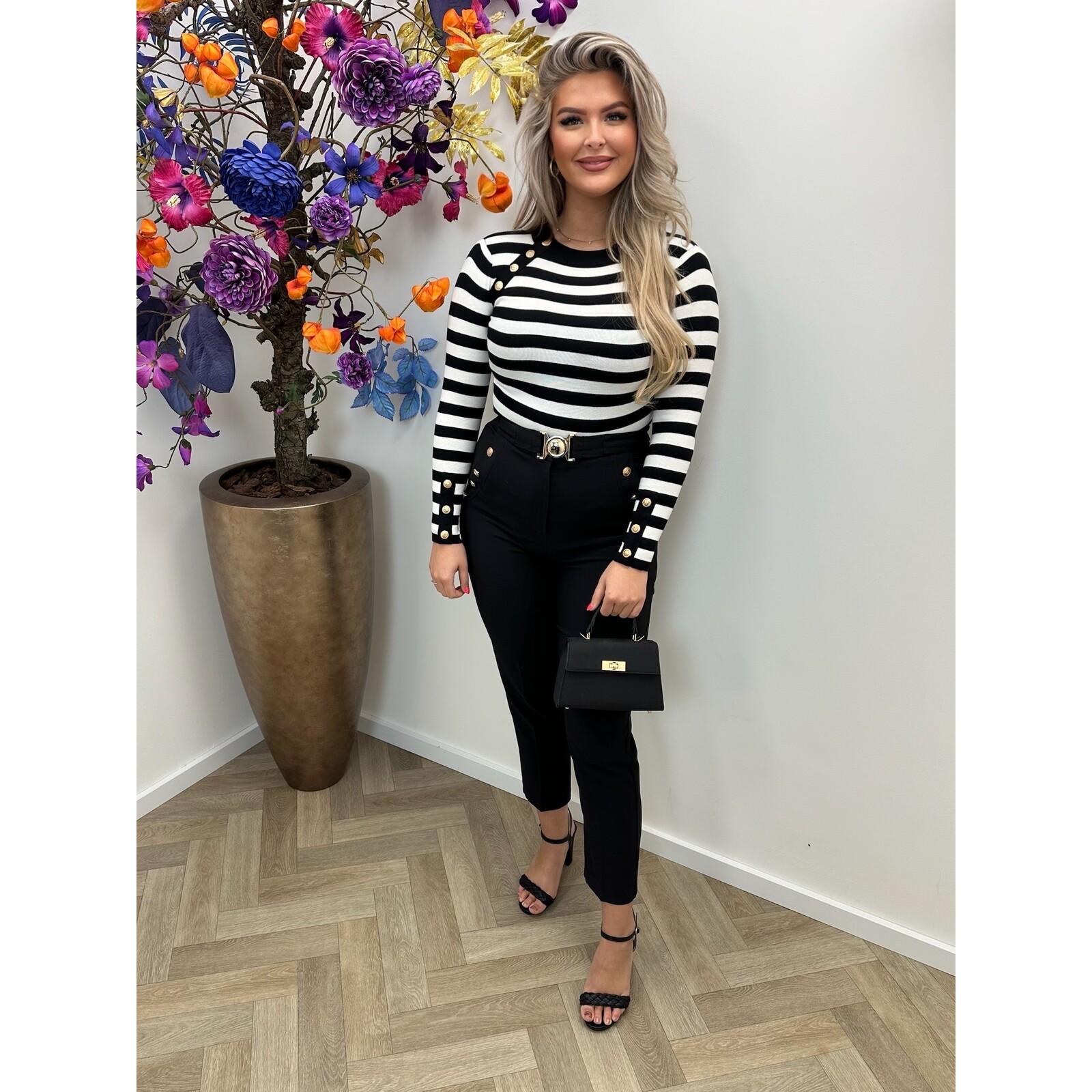 Top Stripes With Button 1016