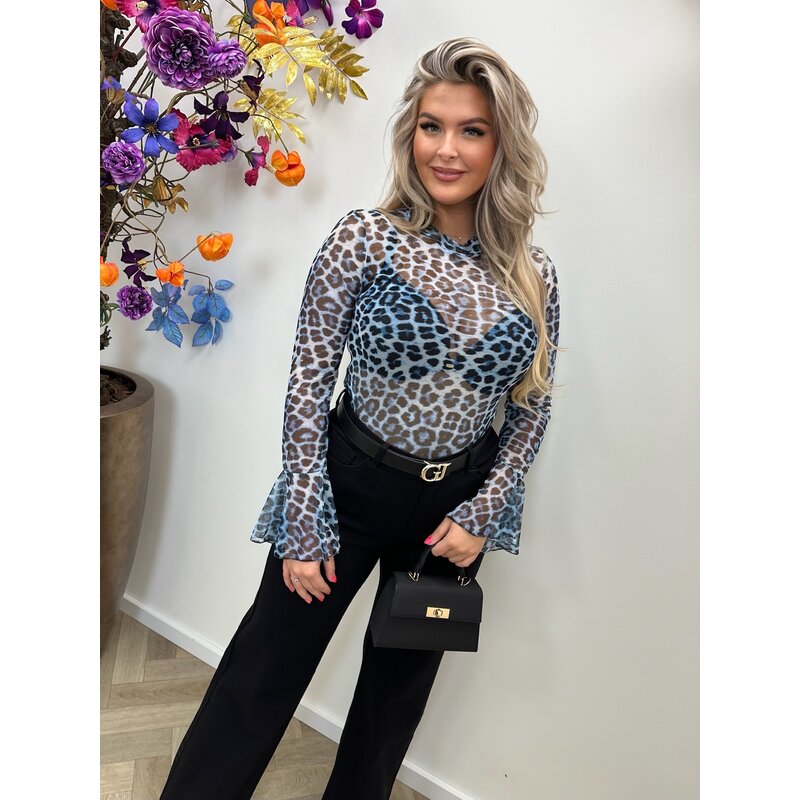 Top Mesh Leopard Blue