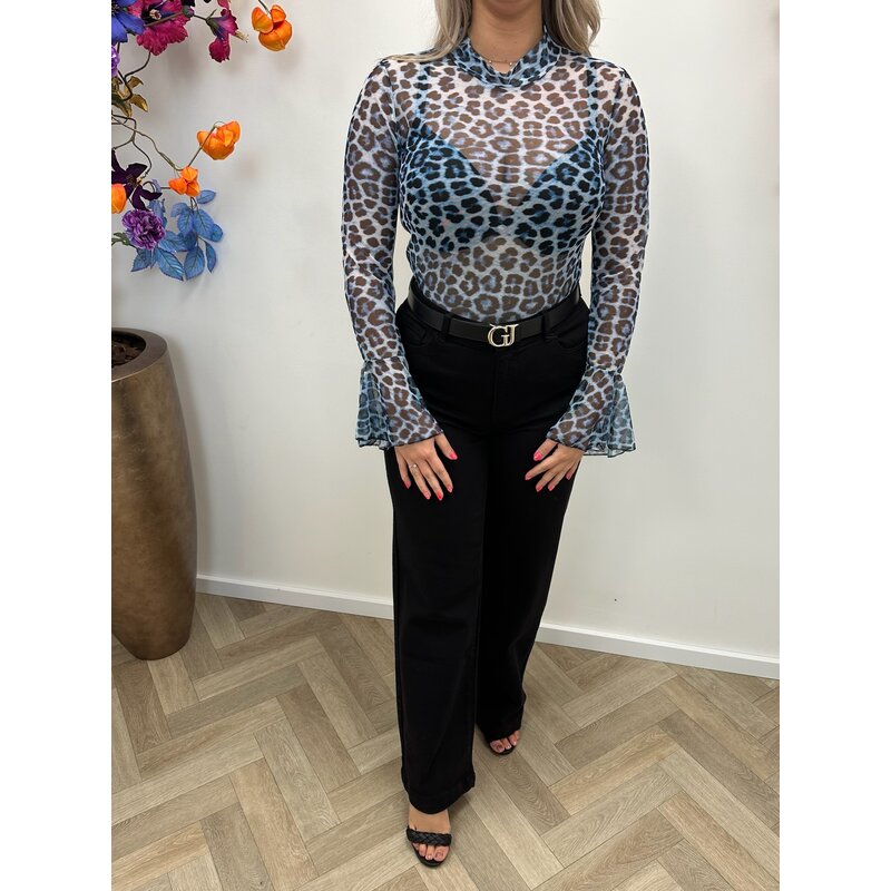 Top Mesh Leopard Blue