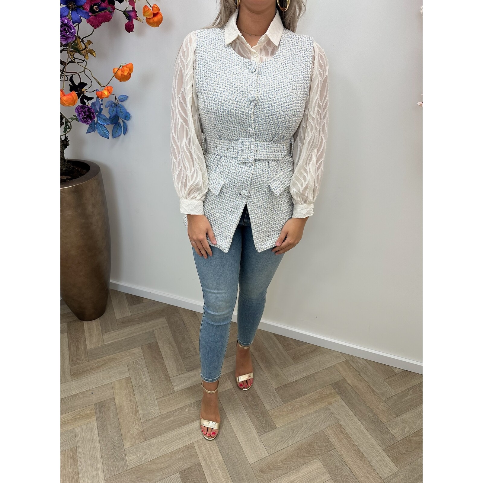 Gilet  With Belt Deluxe Blue