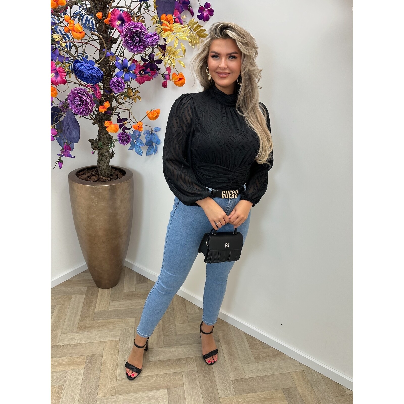 Blouse Flam Smock Black CY4550B
