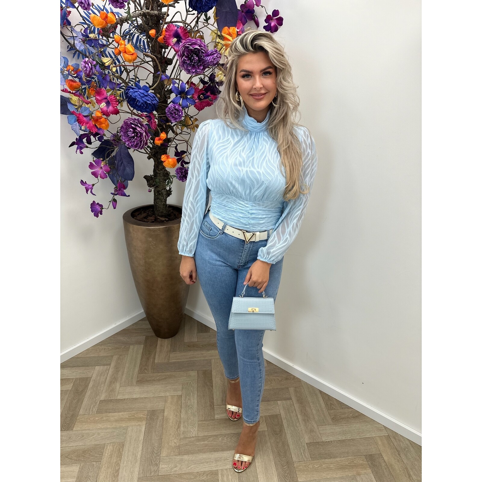 Blouse Flam Smock Blue  CY4550B