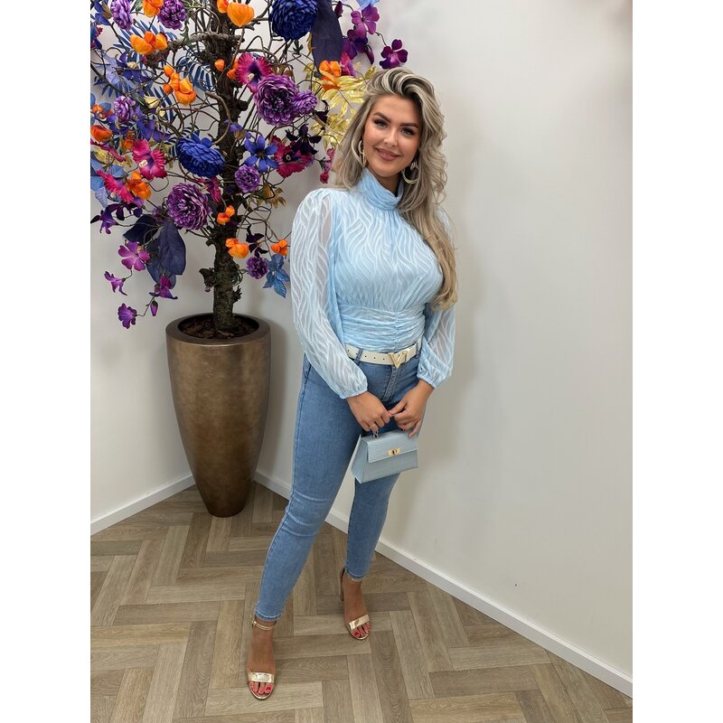 Blouse Flam Smock Blue  CY4550B