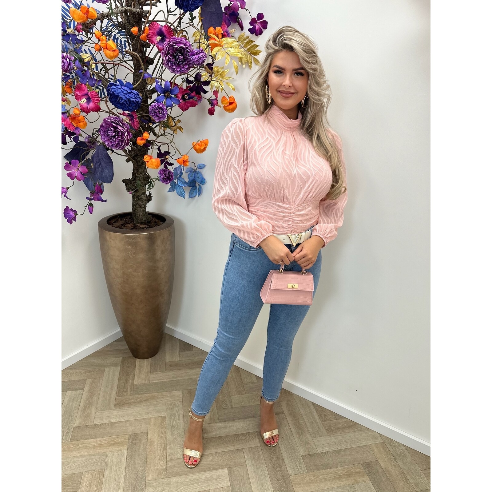 Blouse Flam Smock Pink CY4550B