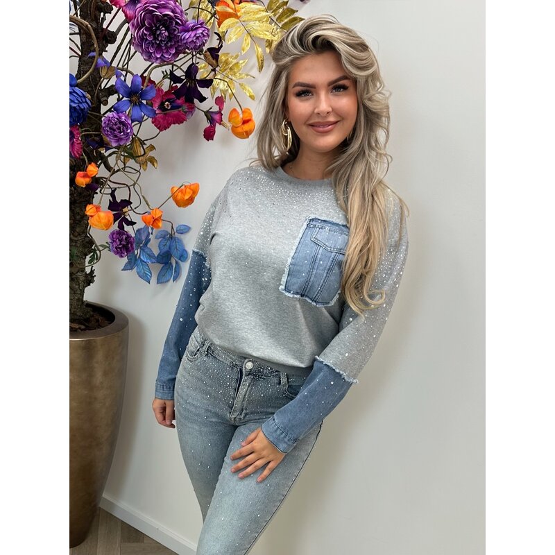 Sweater With Diamonds Jeans Grey  9999