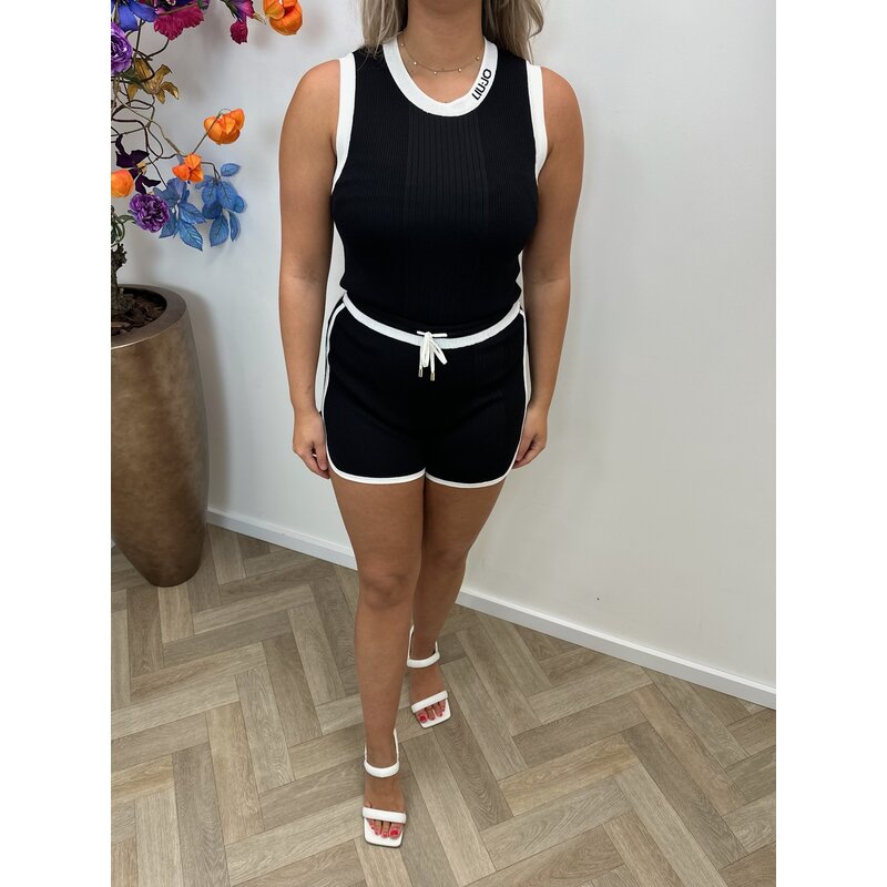 Top Maglia Nero White Liu Jo 1666