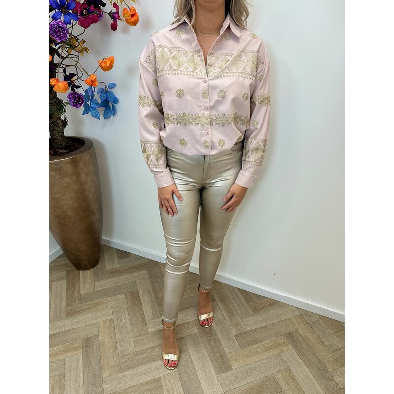Blouse Emily Gold Light Pink D379