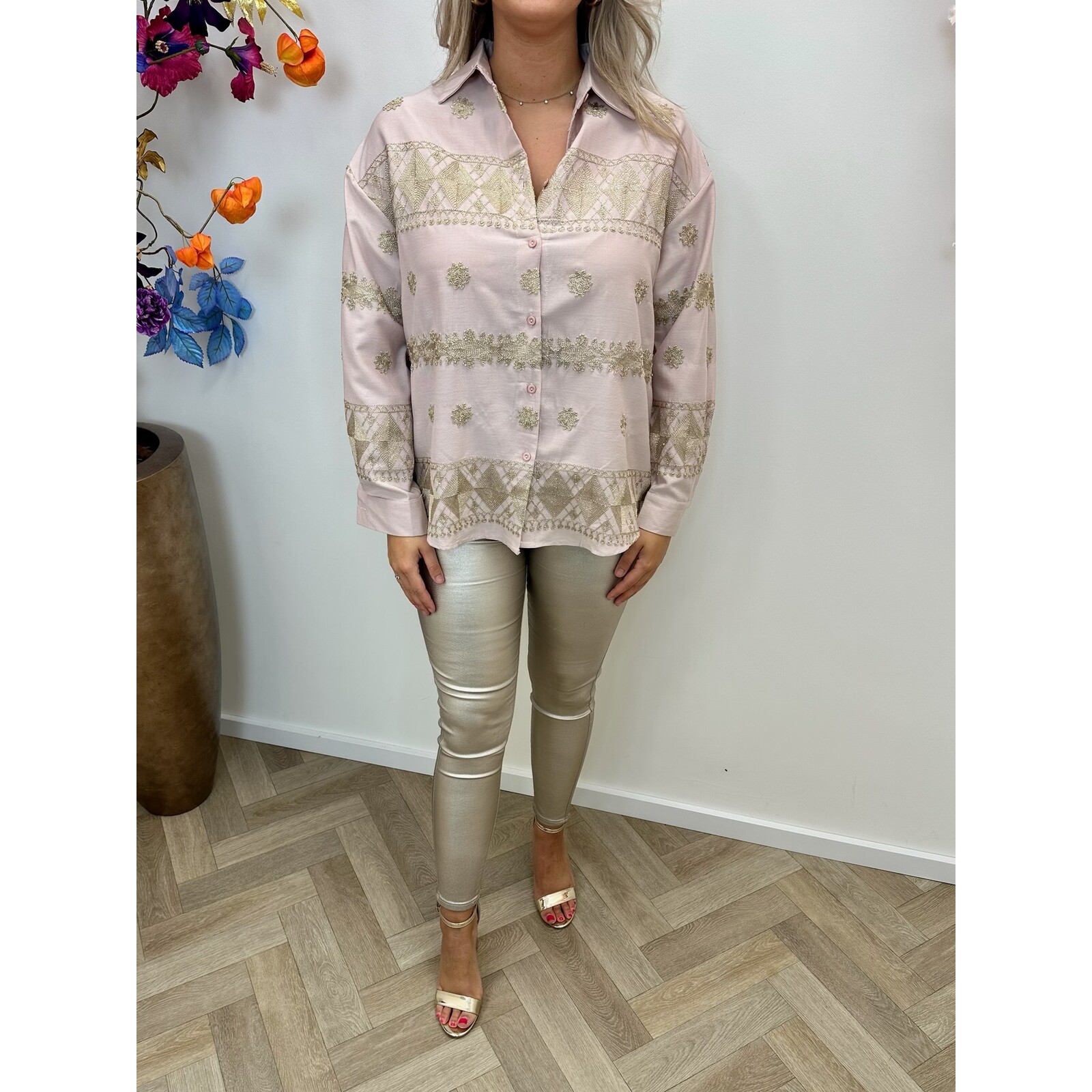 Blouse Emily Gold Light Pink D379