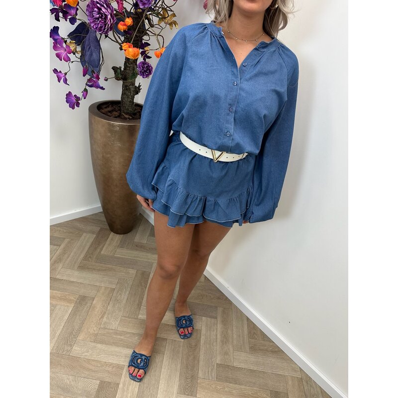 2 Delige Set Denim Ruffle