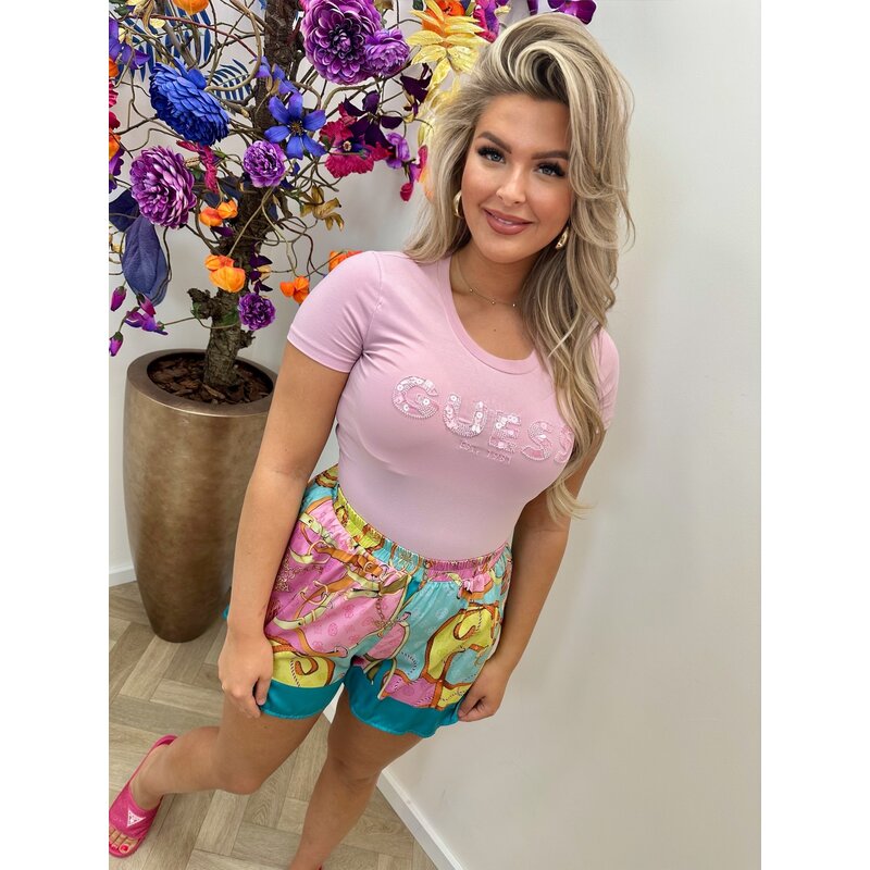T-Shirt Logo Sequins pink Guess 510