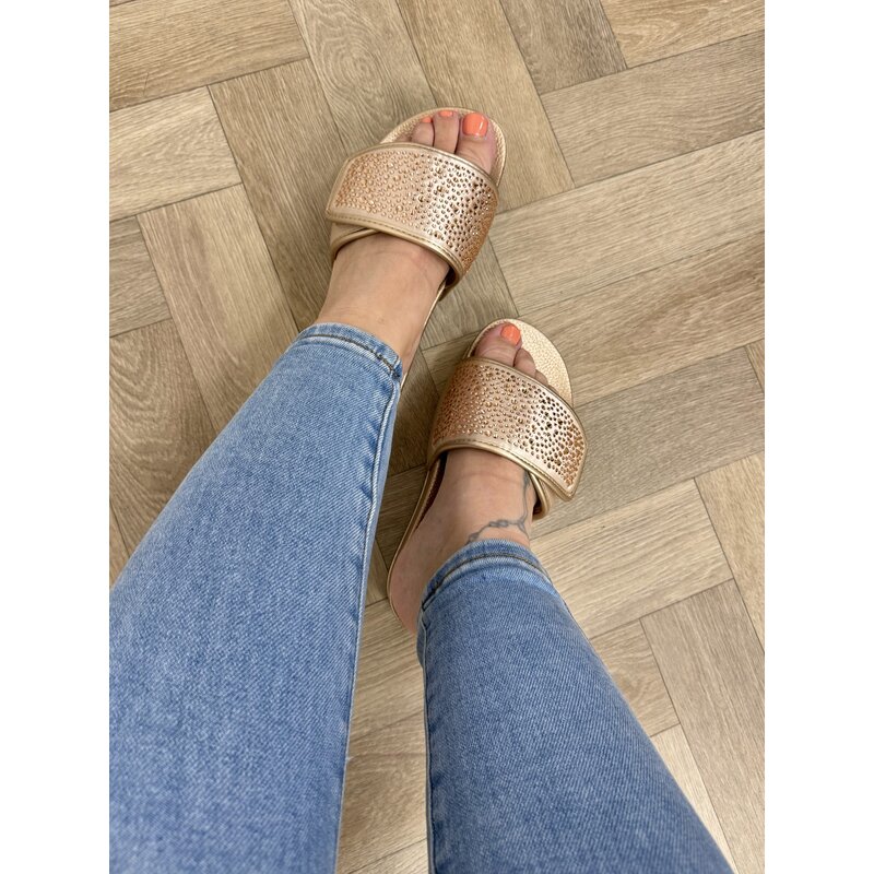 Slippers Mykonos Satin Strass Gold Liu Jo 1741