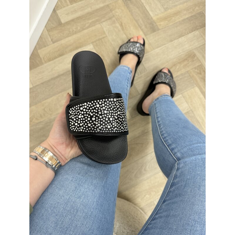 Slippers Mykonos Satin Strass  Black Liu Jo 1742