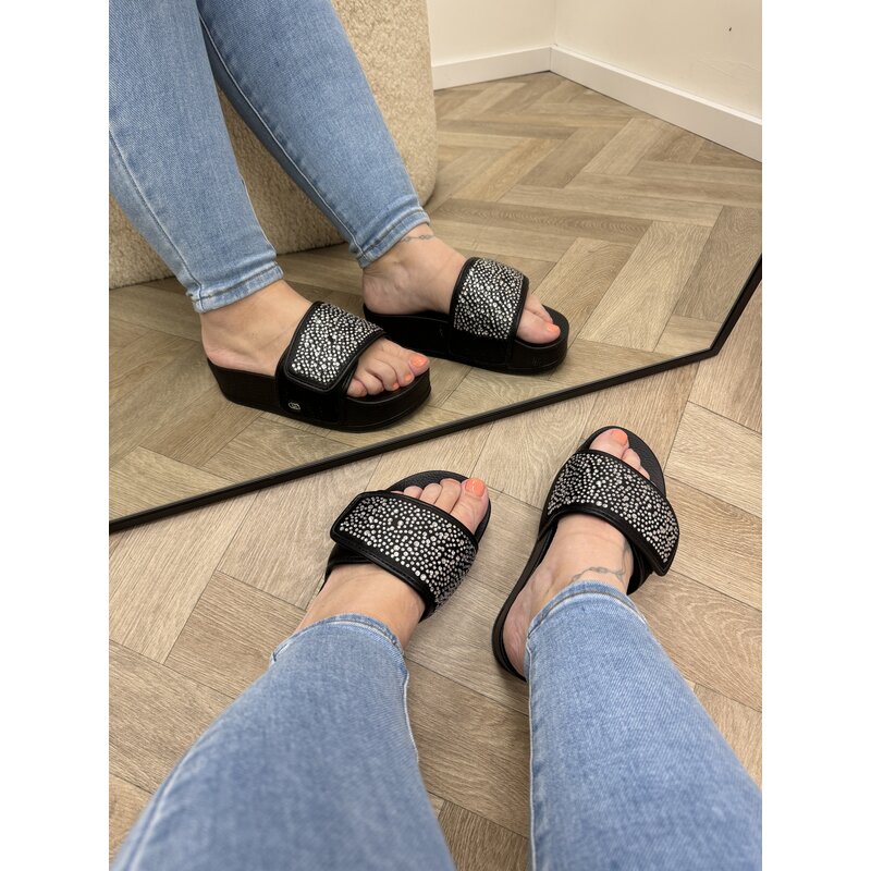 Slippers Mykonos Satin Strass  Black Liu Jo 1742