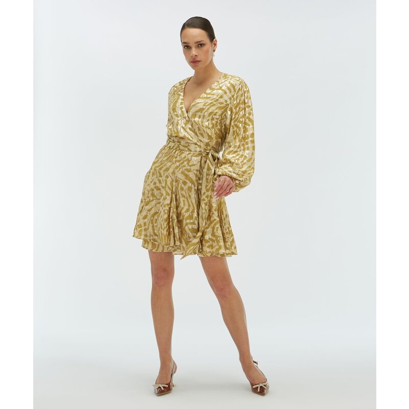 Overslag Jurk  Aliya Lurex  Gold Green JoshV