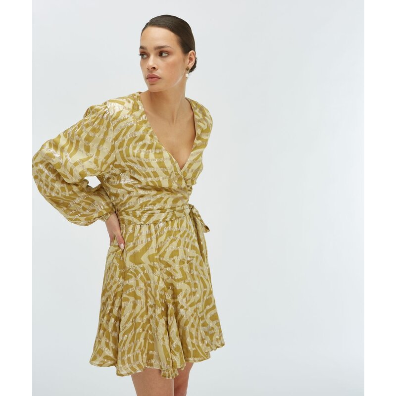 Overslag Jurk  Aliya Lurex  Gold Green JoshV