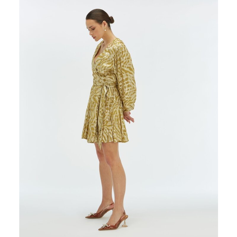 Overslag Jurk  Aliya Lurex  Gold Green JoshV