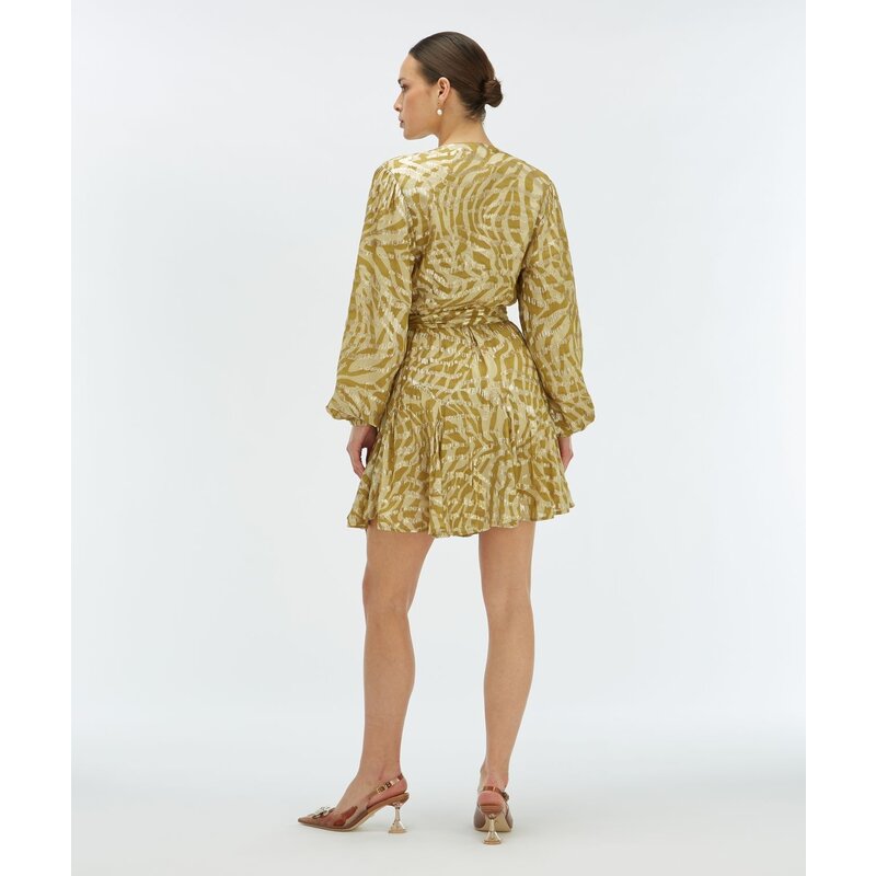 Overslag Jurk  Aliya Lurex  Gold Green JoshV