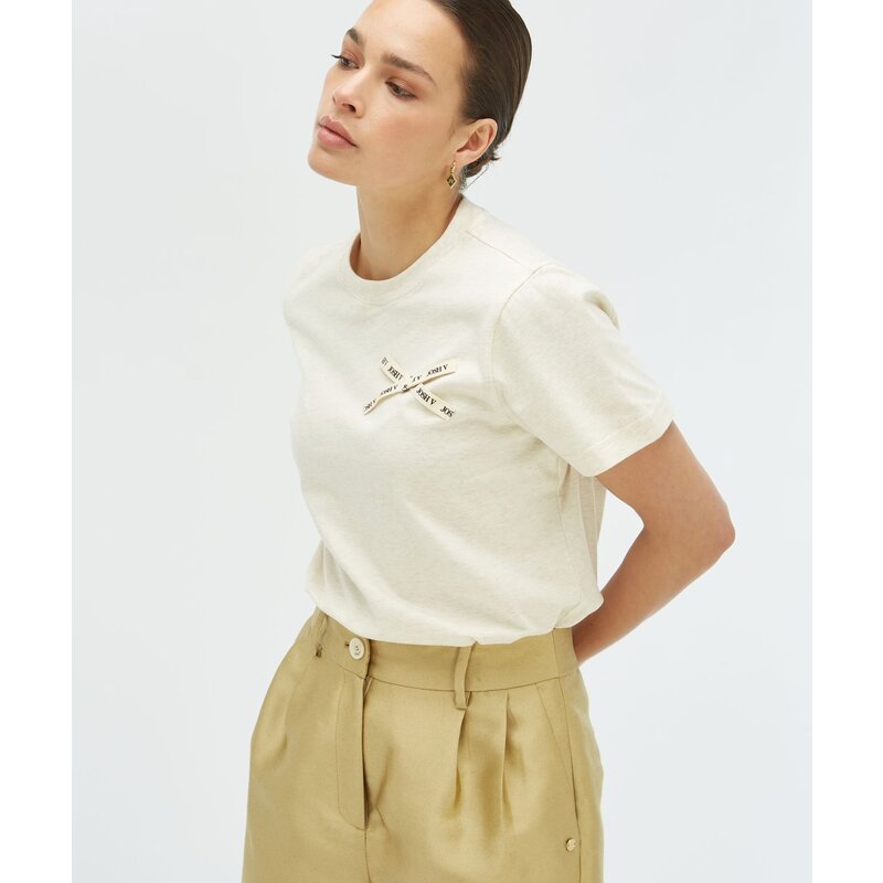T-shirt Dorie Bow Ecru Melange JoshV