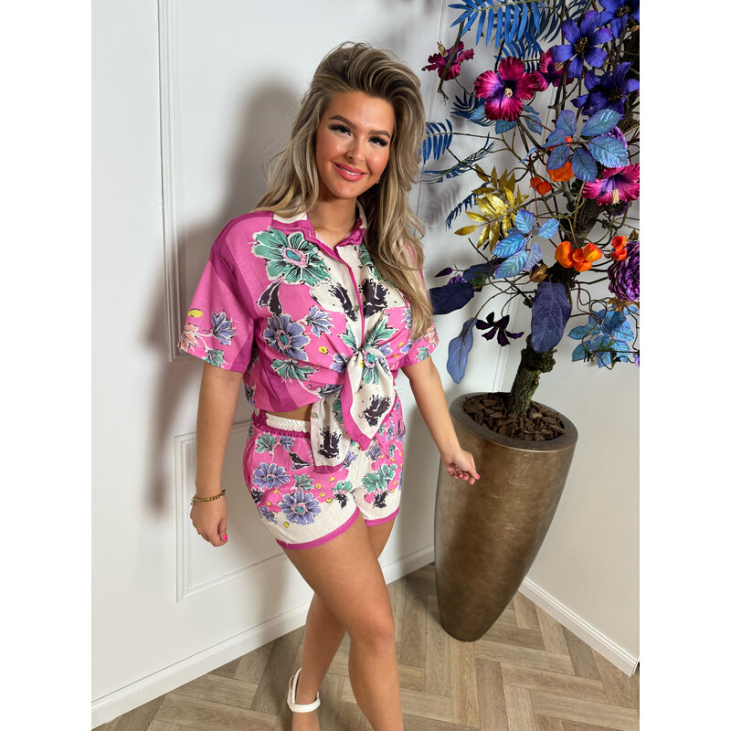 2 Delige set flowers pink