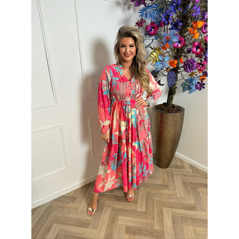 long dress flowers Stacy 11271 pink