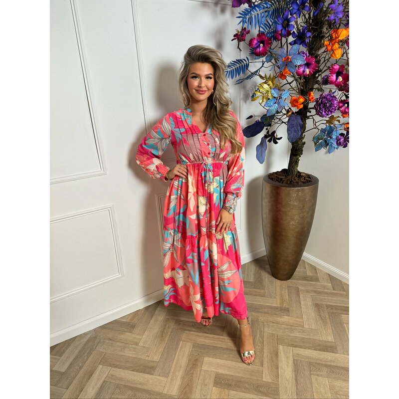 long dress flowers Stacy 11271 pink
