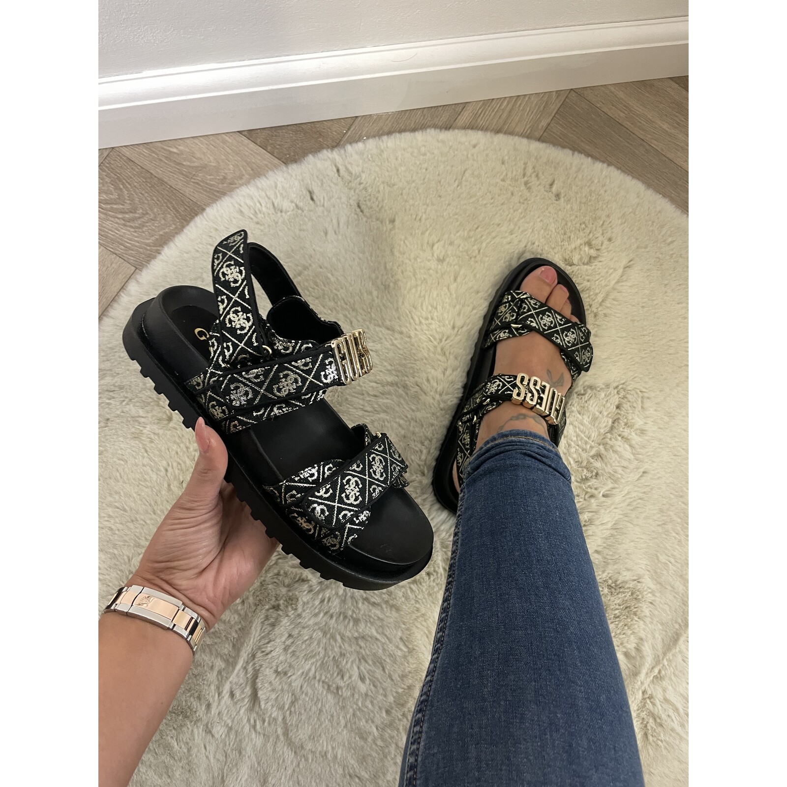 Guess Sandaal Fabelis black gold Guess 530