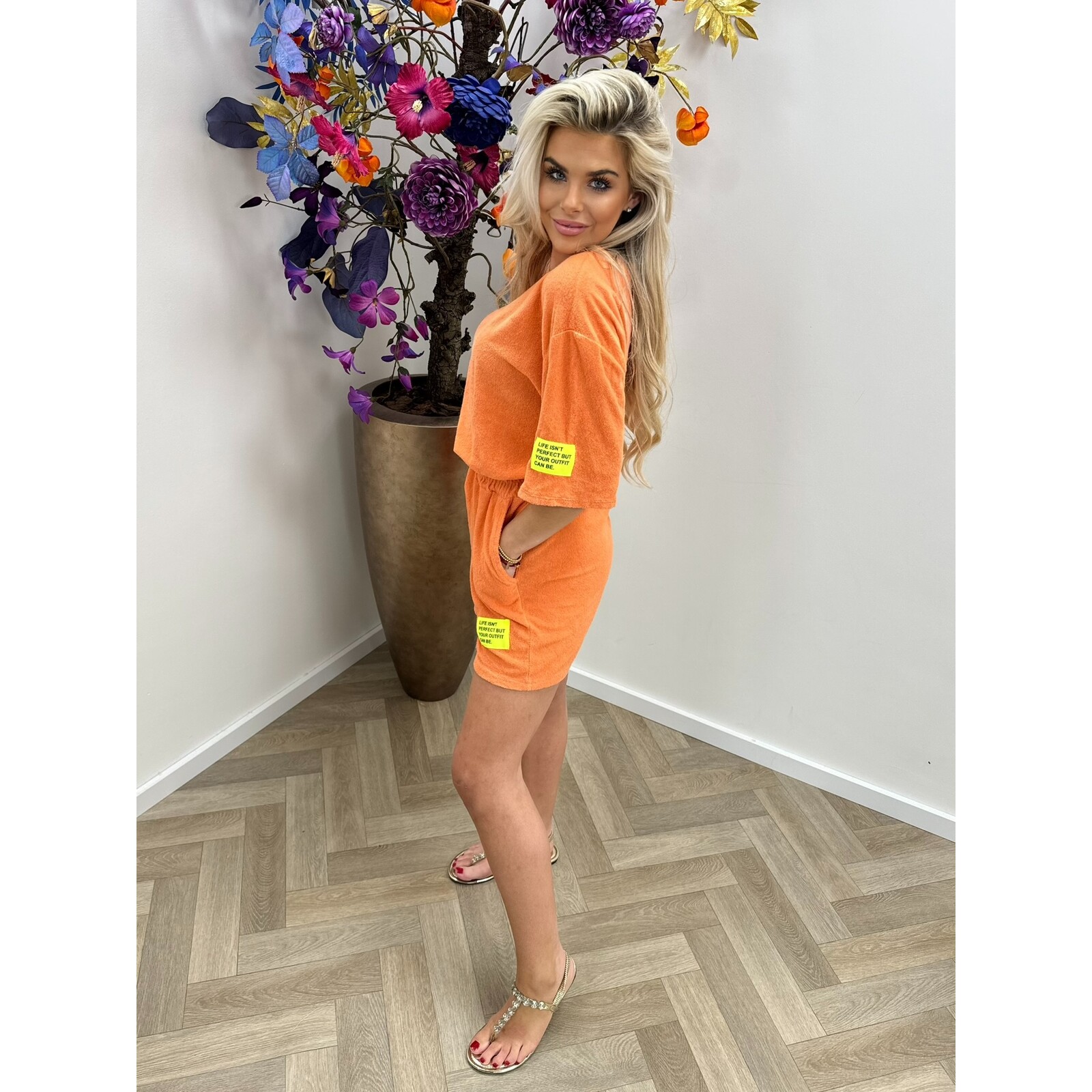 Set Badstof Embleem Orange
