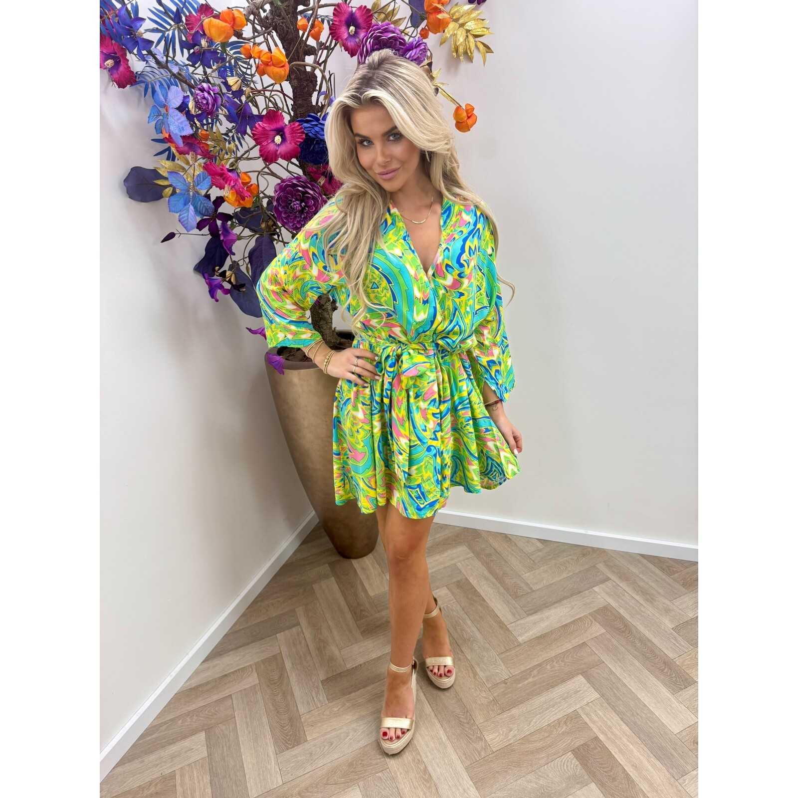Dress Tropical Colors Neon Green FL-319-3 (WEB ONLY)