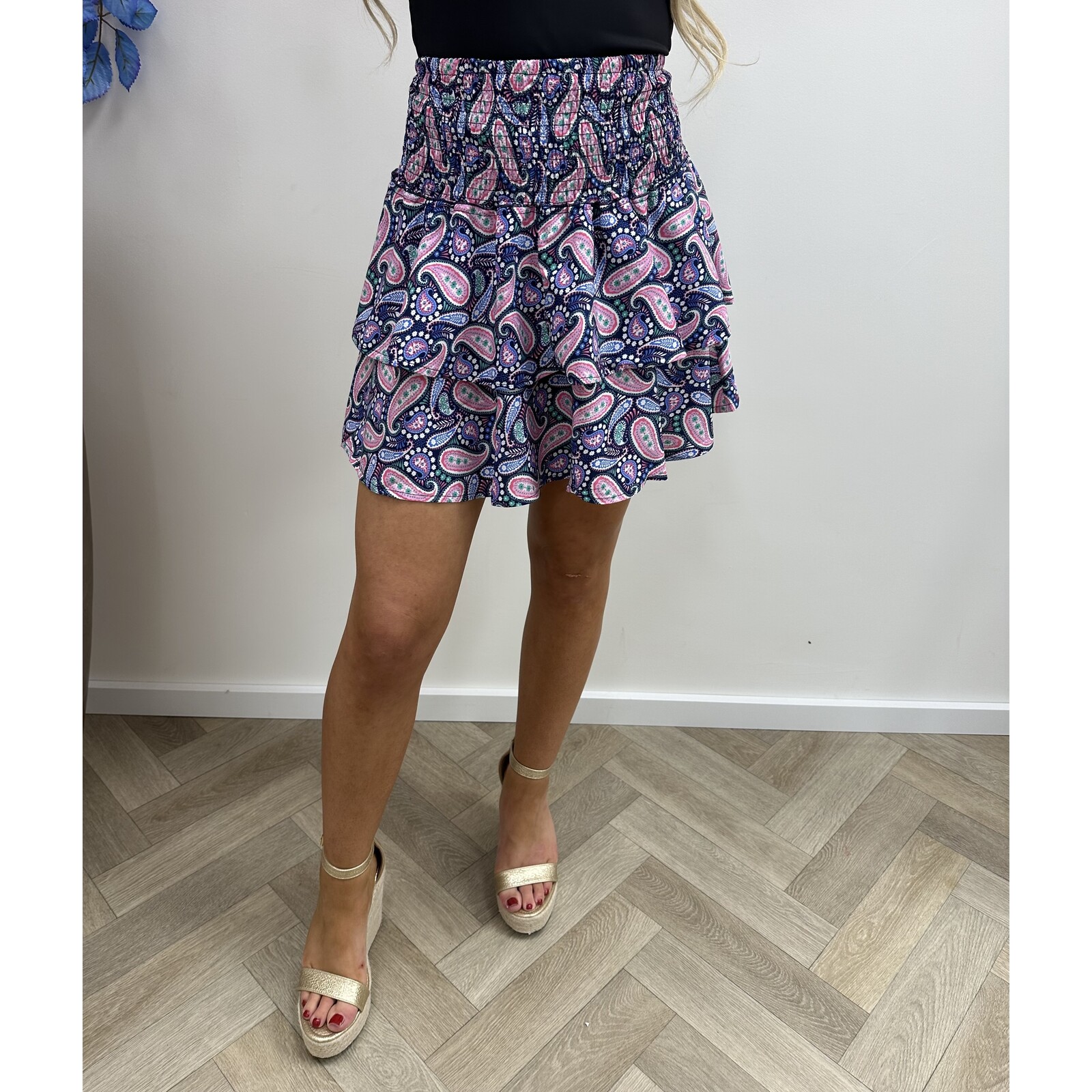 Skirt Ruffle Print Pink G18-2