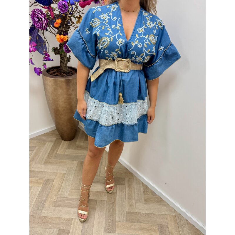 Dress Denim Broderie Light Denim Baquero-18