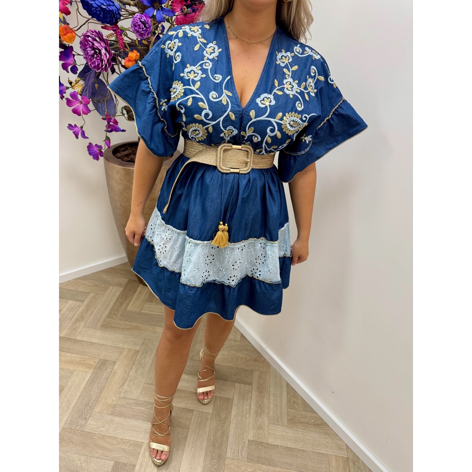 Dress Denim Broderie  Dark Denim Baquero-18