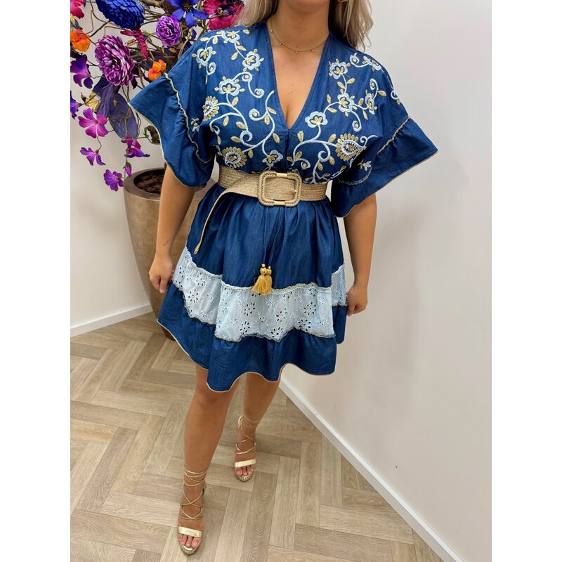 Dress Denim Broderie  Dark Denim Baquero-18